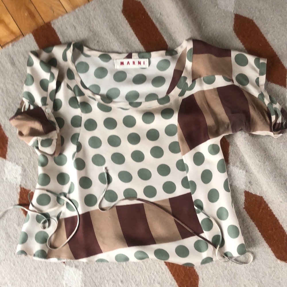 Marni Silk Deco Dot/Stripe Scoop Neck circa 2008